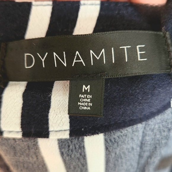 Dynamite Striped Wide-Leg Navy Blue and White Mid-Rise Pant Size Medium - Picture 6 of 15